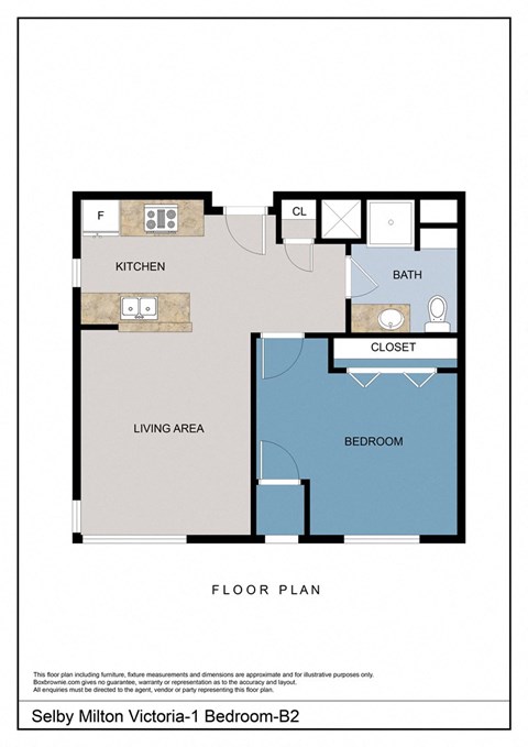 Floor plan for 1 bed, 1 bath, 658 sqft
